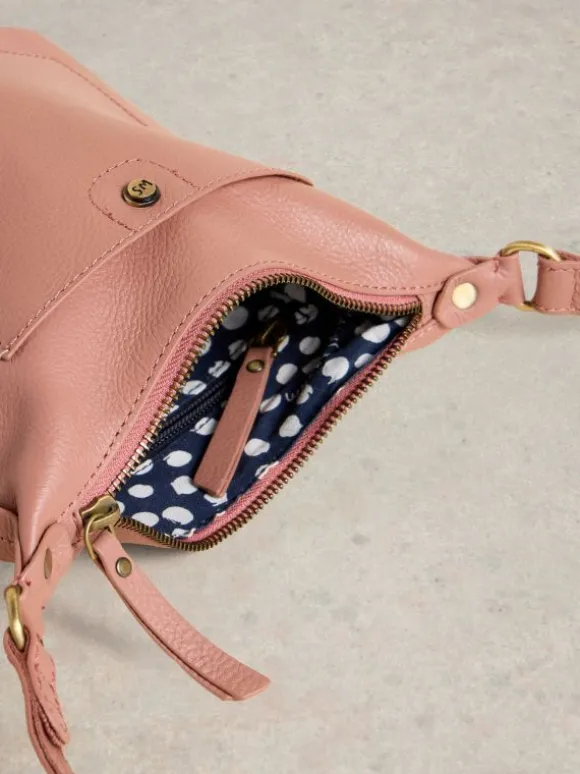 Mini Leather Fern Crossbody in MID PINK