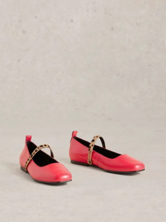 Minnie Strap Ballerina Leather in BRIGHT PINK