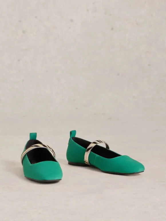 Minnie Strap Leather Ballerina in BRIGHT GREEN