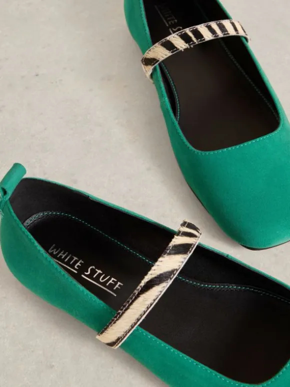 Minnie Strap Leather Ballerina in BRIGHT GREEN