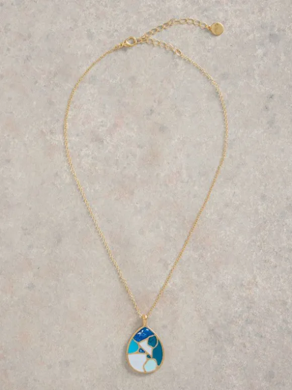 Mosaic Tile Drop Necklace in GOLD TONE METALLIC