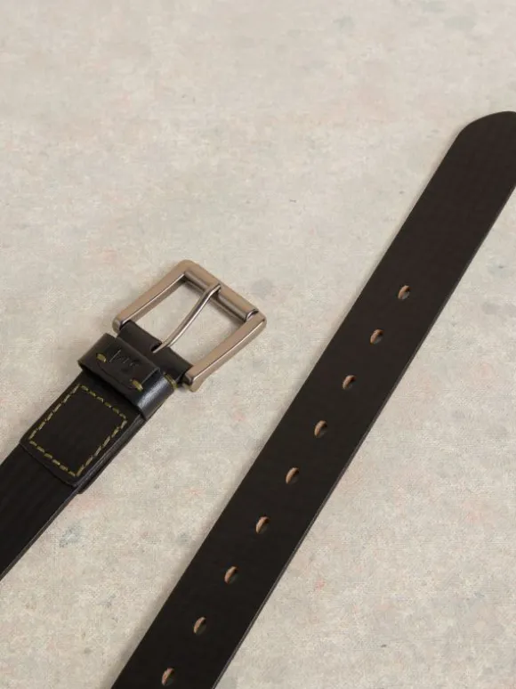 Multi Punch Leather Belt in PURE BLACK