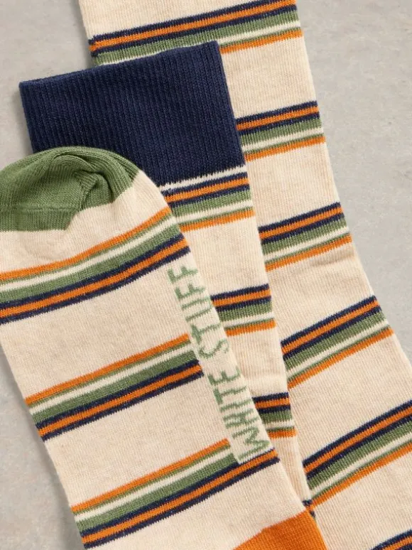 Multi Stripe Ankle Sock in NATURAL MULTI