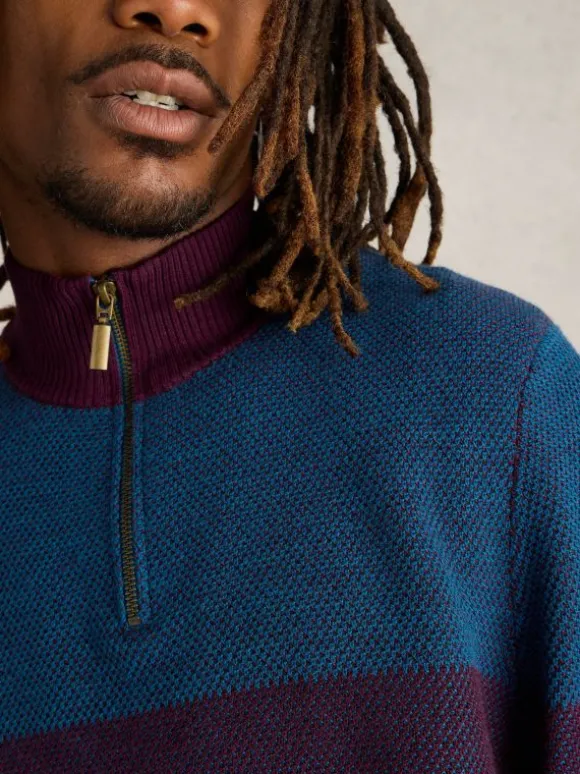 Newport Merino Wool Jacquard Funnel in PLUM MULTI