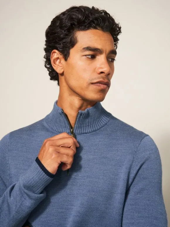 Newport Wool Merino Jumper in CHAMBRAY BLUE