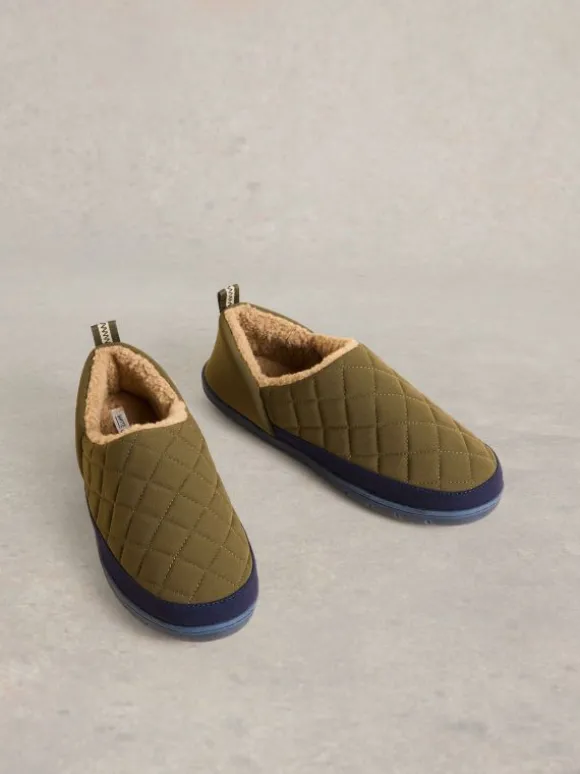 Nylon Puffer Slipper in KHAKI GREEN