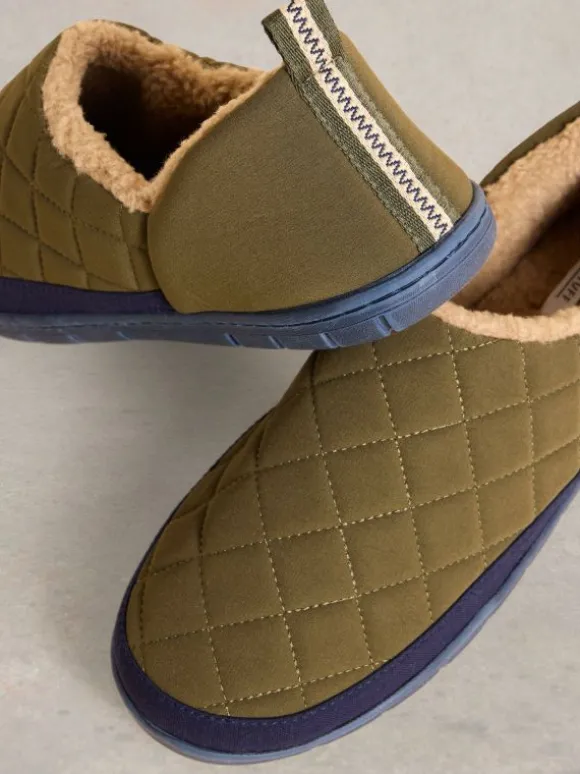 Nylon Puffer Slipper in KHAKI GREEN