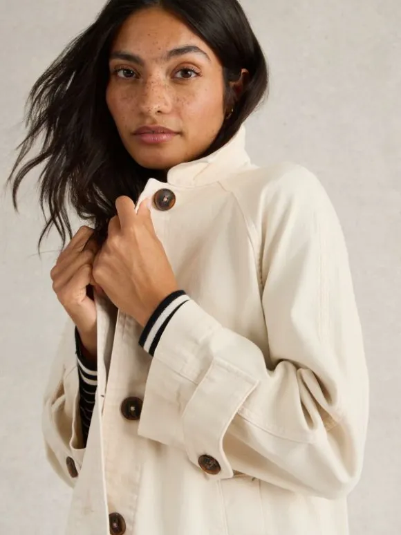 Oakleigh Denim Collared Coat in LIGHT NATURAL