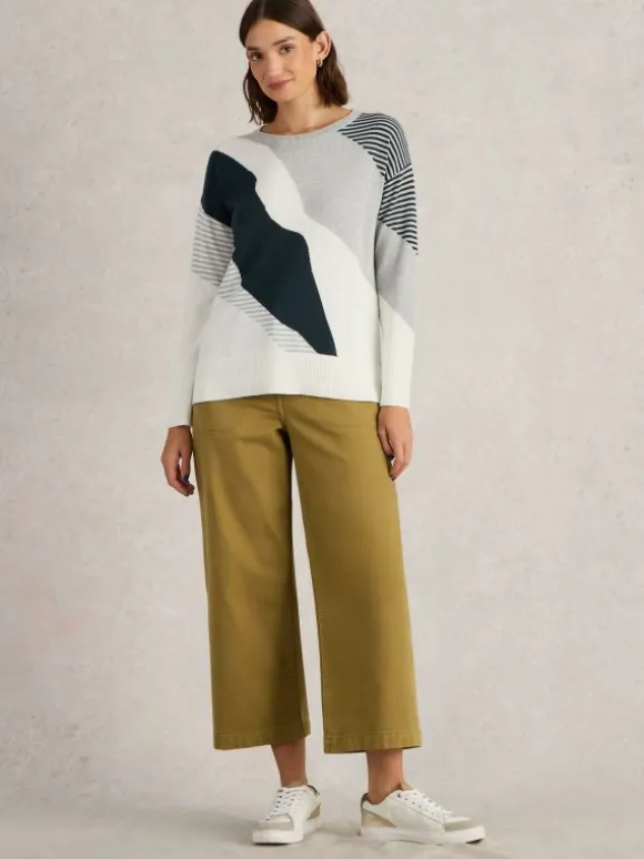 OLIVE ABSTRACT JUMPER in GREY MULTI