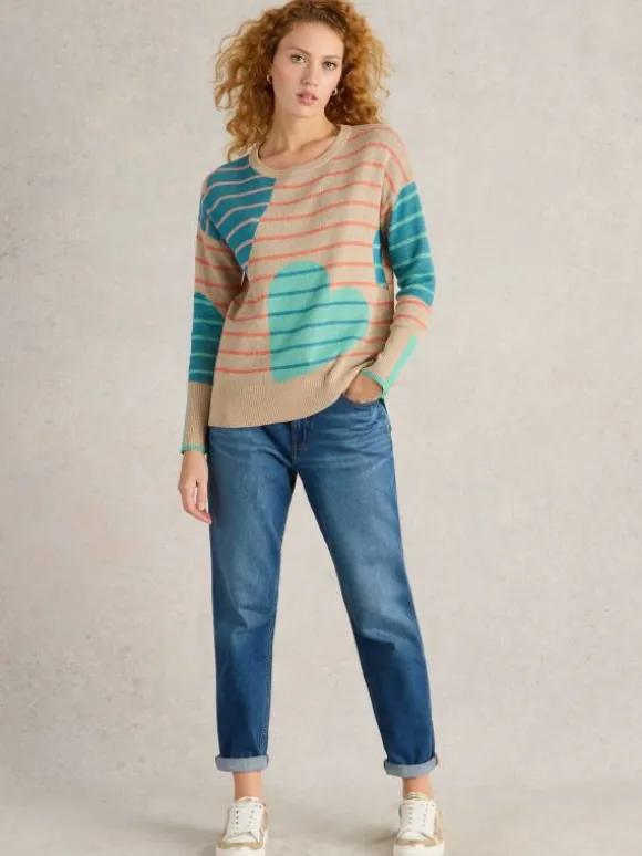 OLIVE HEART JUMPER in NATURAL MULTI