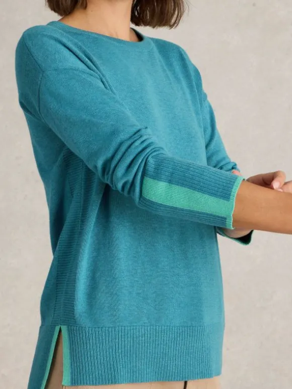 OLIVE LONG SLEEVE JUMPER in MID BLUE