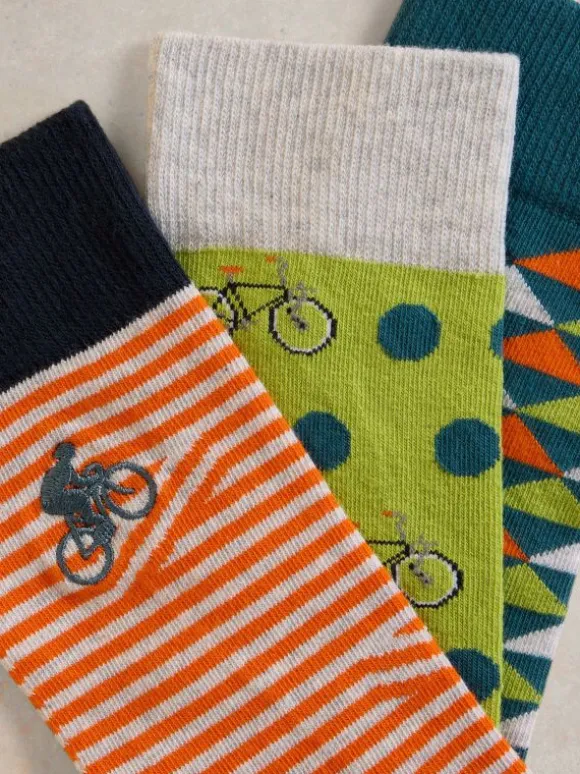 3 Pack Bicycle Geo Socks in ORANGE MULTI