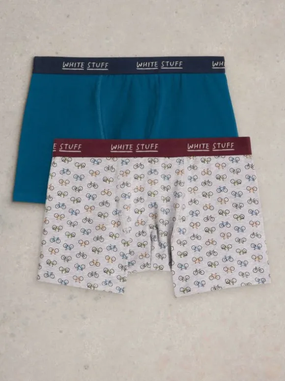 2pack Boxers  Plain  Print in TEAL MULTI