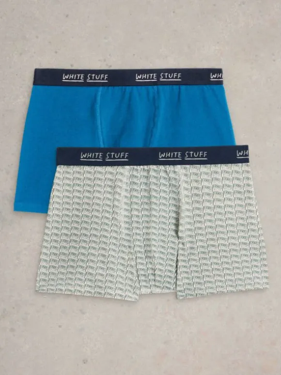 2pack Boxers  Plain  Print in BLUE PRINT