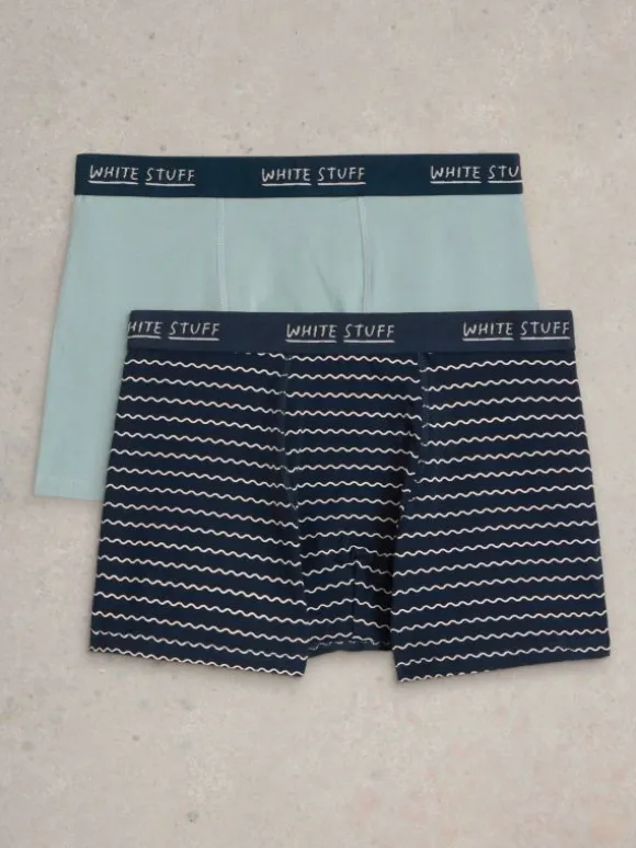 2pack Boxers  Plain  Stripe in BLUE MULTI