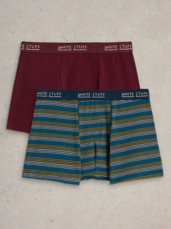 2pack Boxers  Plain  Stripe in PLUM MULTI