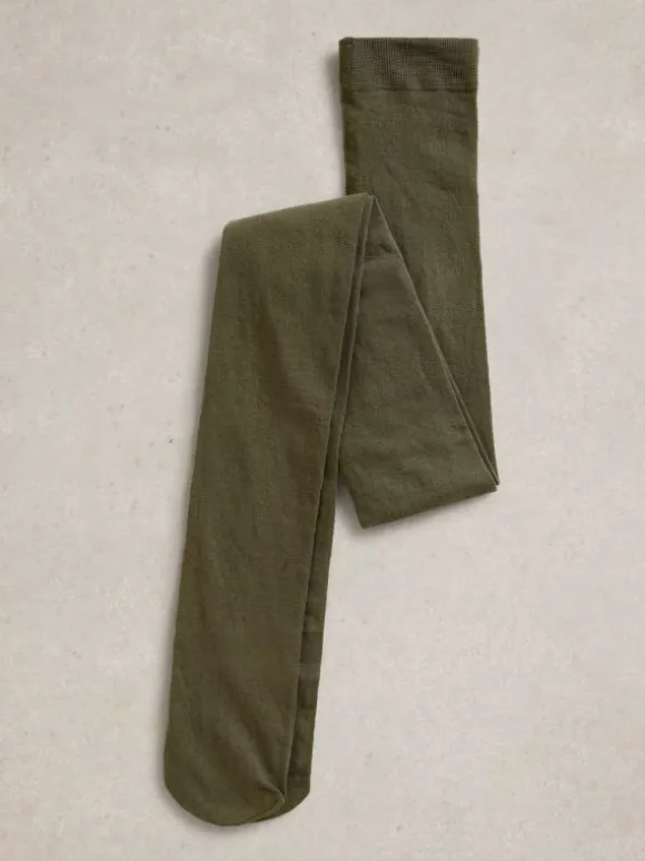 Patty Plain Versatile Cotton Tights in KHAKI GREEN