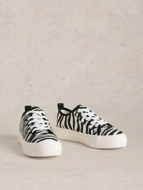 Pippa Canvas Flatform Trainer in BLACK PRINT