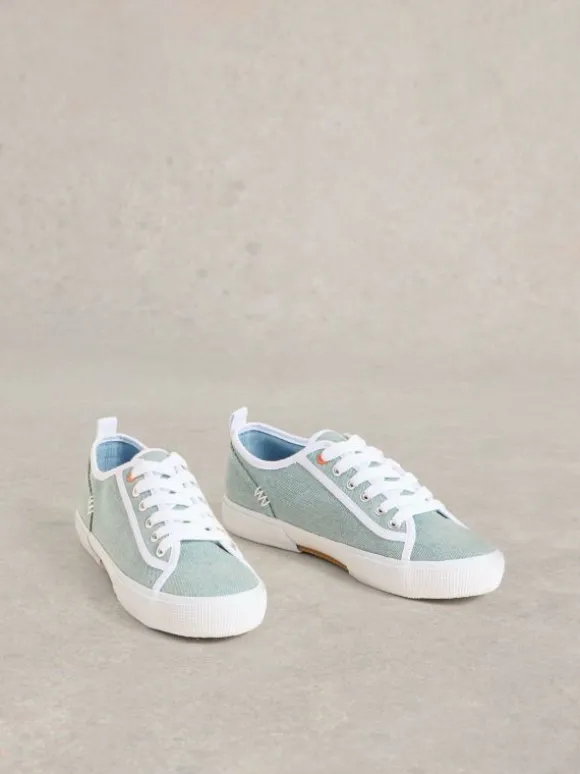 Pippa Canvas Lace Up Trainers in CHAMBRAY BLUE