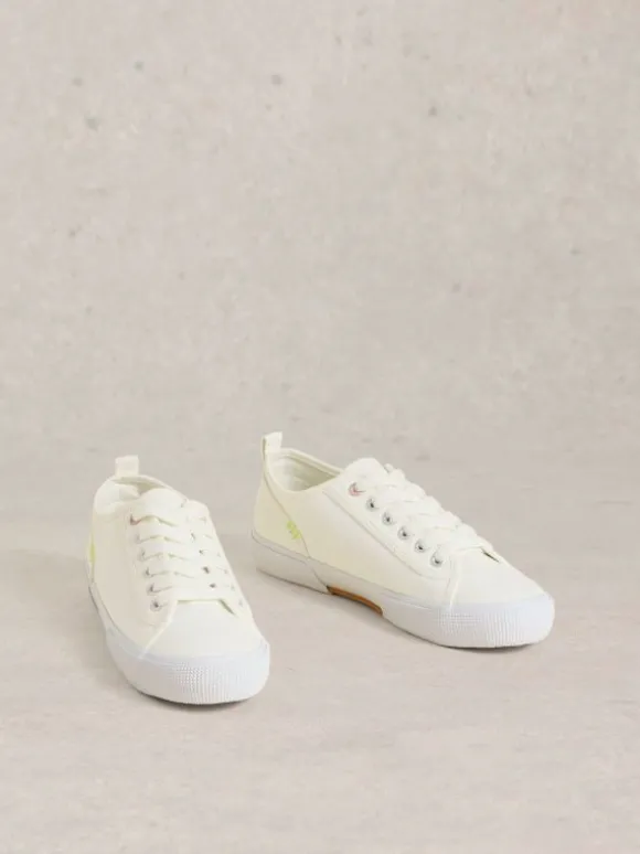 Pippa Canvas Lace Up Trainers in BRILLIANT WHITE