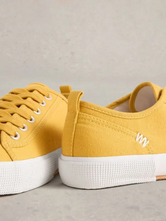 Pippa Canvas Lace Up Trainers in MID YELLOW