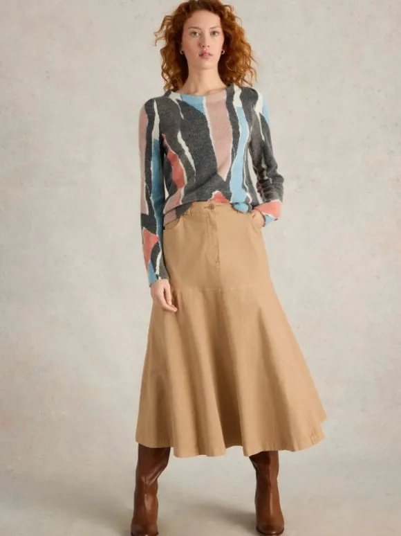 Quinn Midi Skirt in DARK NATURAL