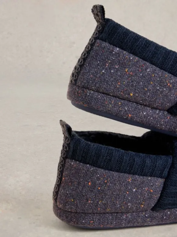 Ray Closed Back Slippers in NAVY MULTI