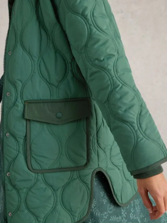 Raya Quilted Coat in DARK GREEN