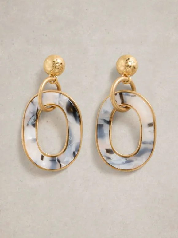 Resin Link Drop Earring in GOLD TONE METALLIC