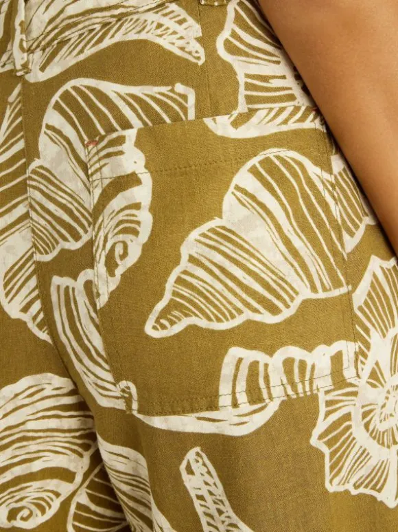 Roxy Linen Blend Culotte in GREEN PRINT