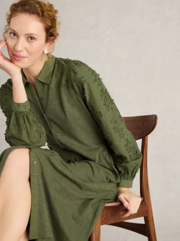 Rua Embroidered Dress in DUSTY GREEN