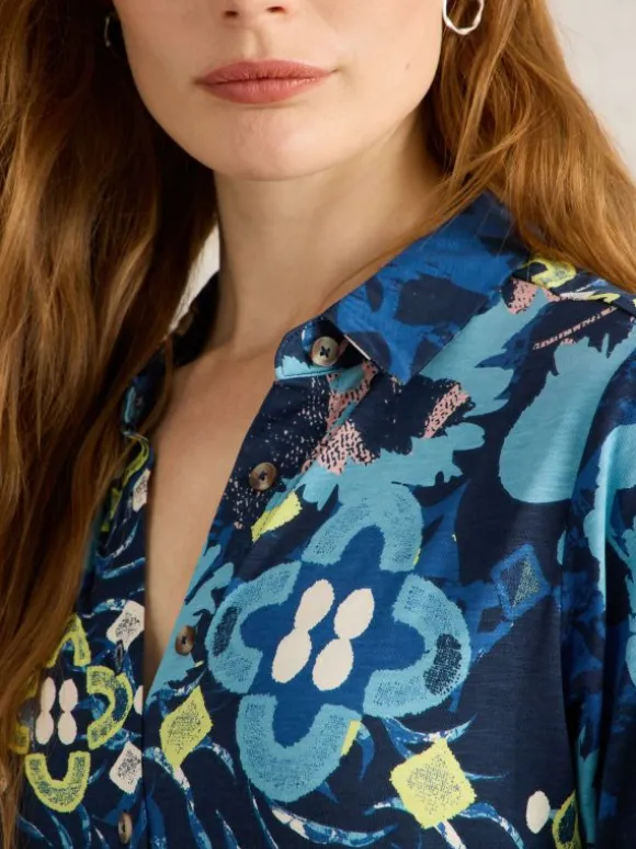 Rua Midi Jersey Dress in BLUE PRINT