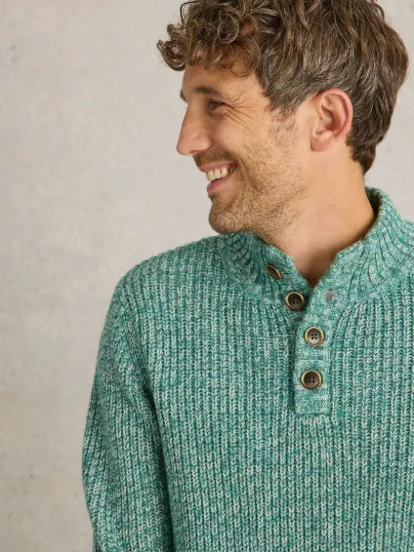 Rye Twisted Button Neck in GREEN MULTI