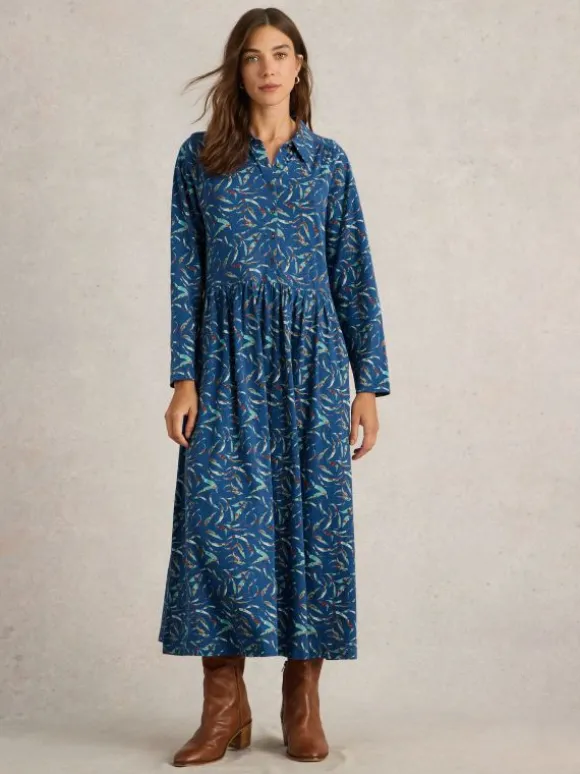 Rylee Jersey Shirt Dress in BLUE PRINT