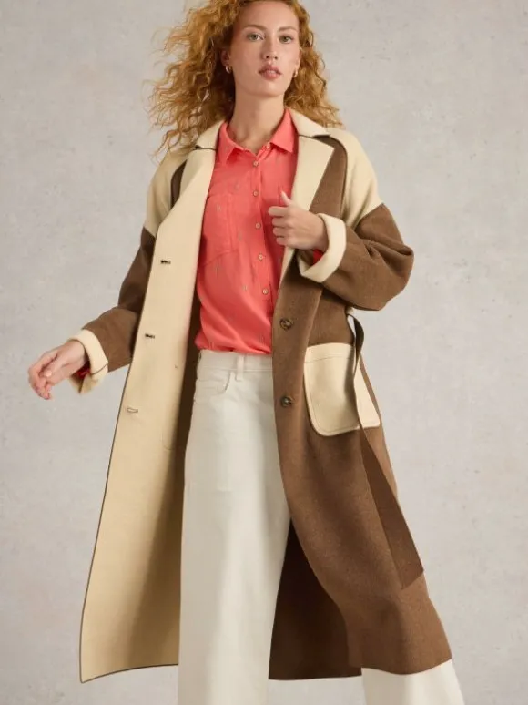 Sabine Wool Blend Coat in NATURAL MULTI