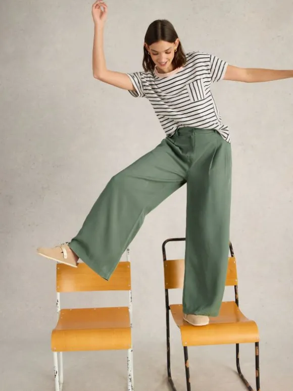 Sasha Wide Leg Trouser in DUSTY GREEN