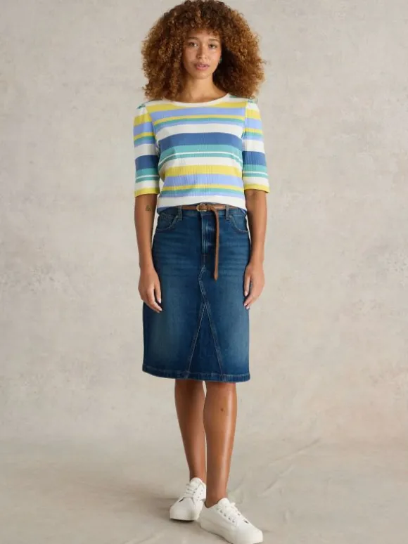 Scarlett Denim Skirt in MID DENIM