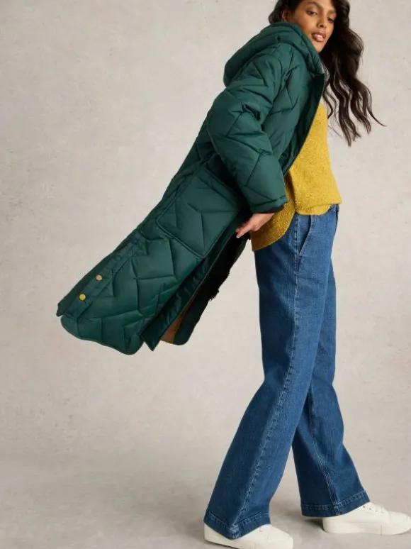 Sloane Quilted Coat in DARK GREEN