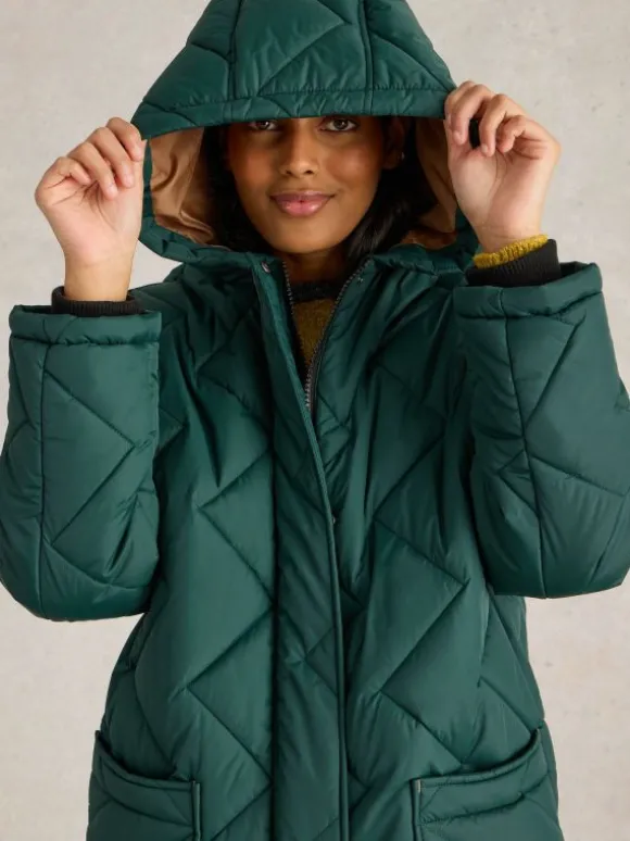 Sloane Quilted Coat in DARK GREEN