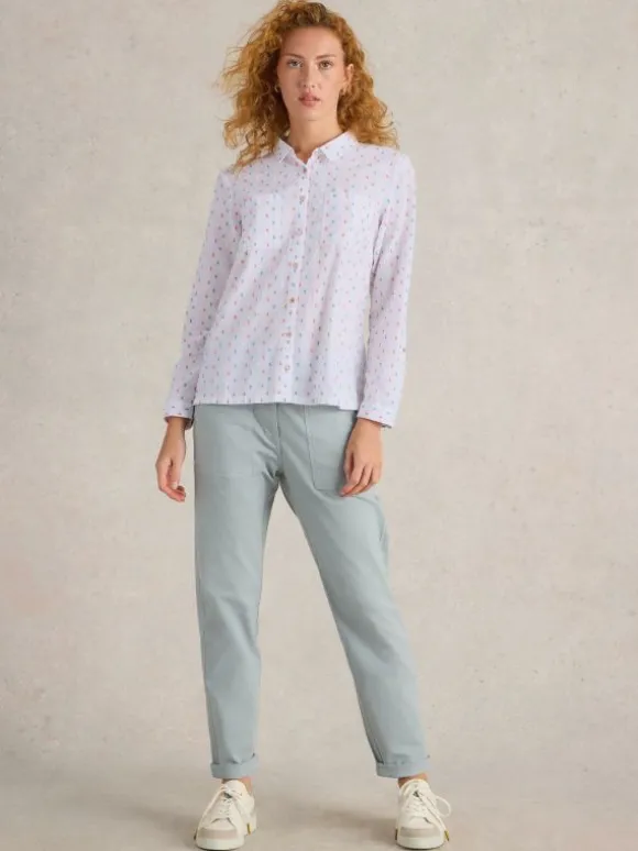 Sophie Organic Cotton Long Sleeve Shirt in IVORY MULTI