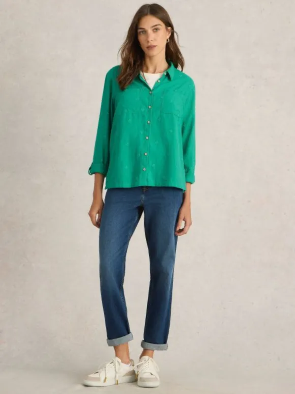 Sophie Organic Cotton Long Sleeve Shirt in BRIGHT GREEN