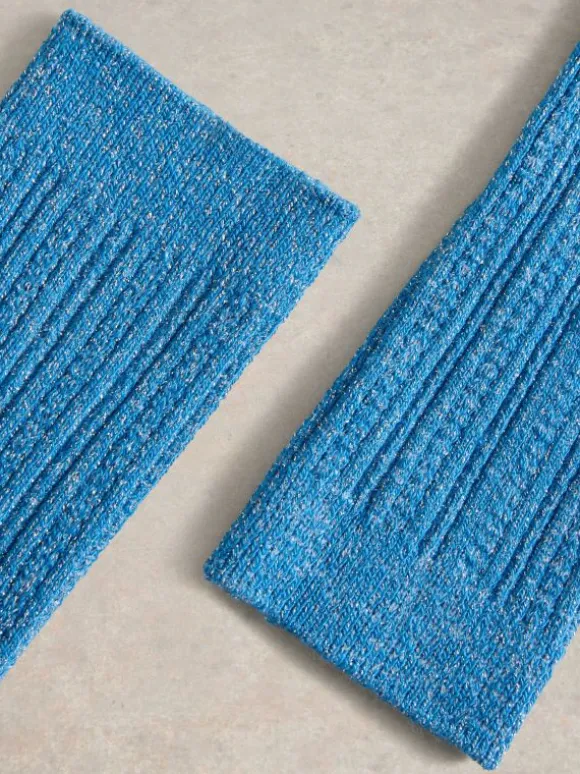 Sparkle Cable Ankle Sock in BRIGHT BLUE