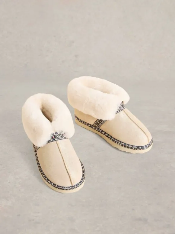 Suede Shearling Slipper Boot in GOLD TONE METALLIC