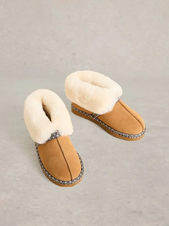 Suede Shearling Slipper Boot in TAN MULTI