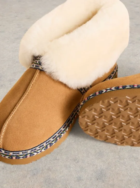 Suede Shearling Slipper Boot in TAN MULTI