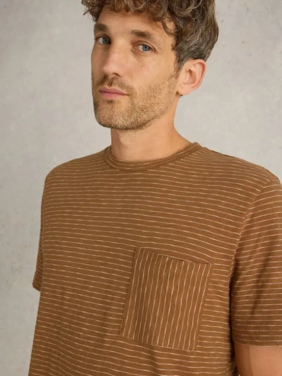 Suffolk Stripe Tee in MID BROWN