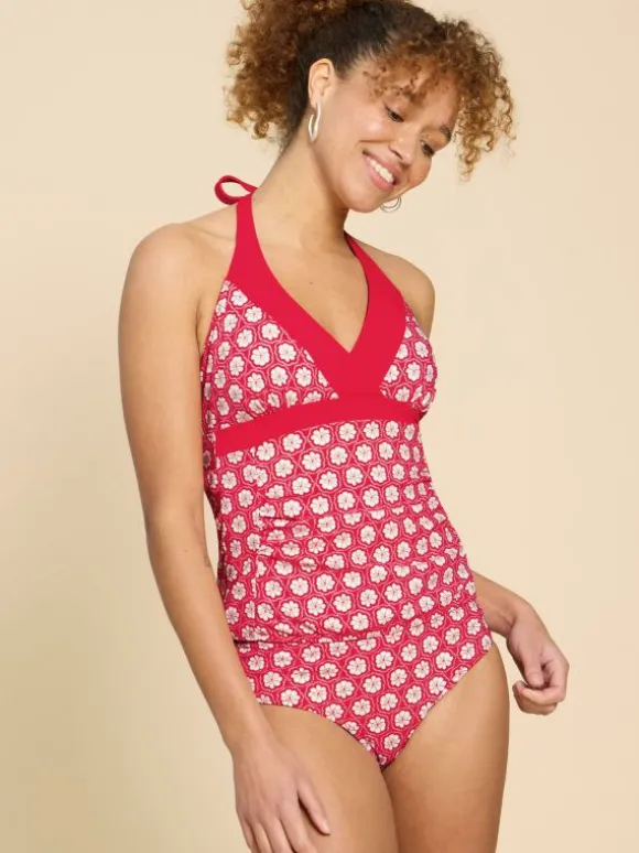 Sunshine Reversible Printed Tankini in RED MULTI