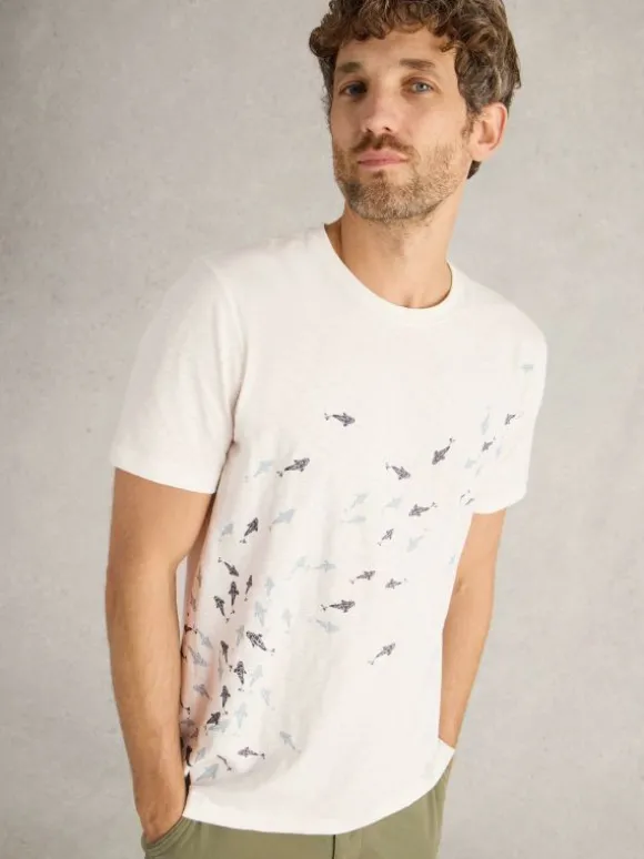 Swimming Fish Graphic Tee in WHITE PRINT