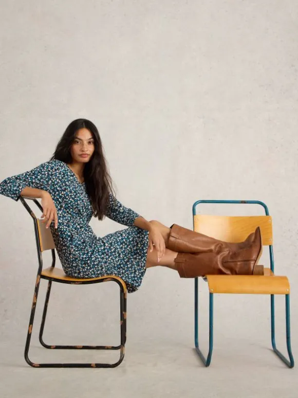 Tallie Jersey Crew Neck Dress in NAVY MULTI