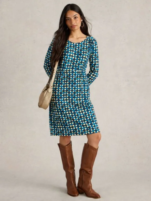Tallie Jersey Printed Dress in NAVY PRINT